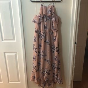 Pink floral maxi dress
